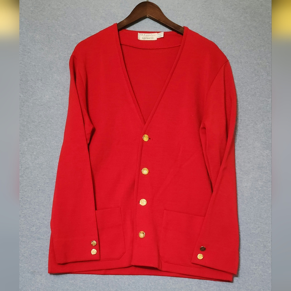 St Croix For LStrauss Cardigan with Gold Buttons. Size Large